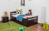 Children's bed / Youth bed "Easy Premium Line" K1/2h incl. trundle bed frame and cover plates, solid beech wood, chocolate brown - 90 x 200 cm 