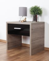 Bedside table Balen 06, Truffle Oak / High gloss Black - 38 x 45 x 35 cm (H x W x D)