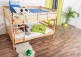 Bunk beds ' Easy premium line ' K16/n, head and foot part straight, solid beech wood natural - lying surface: 120 x 200 cm, divisible