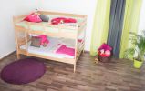 Bunk Bed ' Easy premium line ' K16/n, head and foot part straight, solid beech wood natural - lying surface: 120 x 190 cm, divisible