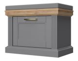 Bench with storage space / shoe cabinet Lotofaga 03, Colour: Grey / Walnut - 51 x 65 x 38 cm (H x W x D)