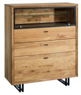 Chest of drawers Olinda 07, Colour: Natural, oak part solid - 118 x 100 x 39 (H x W x D)