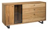 Chest of drawers Olinda 14, Colour: Natural, oak part solid - 89 x 180 x 49 (H x W x D)