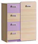 Children's room - Chest of drawers Dennis 06, Colour: Ash Purple - Measurements: 100 x 80 x 40 cm (h x w x d)
