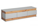 TV cabinet with three drawers Asheim 04, color: Grey / Oak Artisan - Dimensions: 41 x 150 x 40 cm (H x W x D)