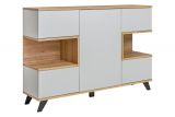 Sideboard / chest of drawers Austgulen 06, Colour: oak riviera / light Grey - measurements: 106 x 160 x 40 cm (H x W x D), with eight compartments.
