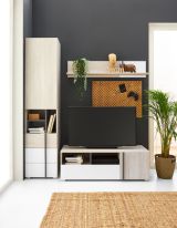 Living room - Set C Shields, 3-piece, color: oak white / white / anthracite