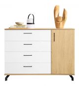 Chest of drawers Riemst 10, Colour: Oak / White - Measurements: 89 x 120 x 40 cm (H x W x D)
