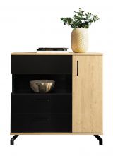 Chest of drawers Riemst 11, Colour: Oak / Black - Measurements: 89 x 90 x 40 cm (H x W x D)