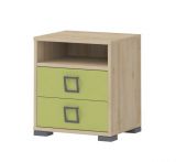 Bedside Table for children's bedroom Benjamin 07, Colour: Beech/Olive Green - 50 x 44 x 37 cm (H x W x D)