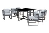 Dining set / seating set Florence 7-piece - aluminum color: anthracite, fabric color: dark grey