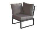 Lounge corner sofa Lisbon made of aluminum - aluminum color: grey aluminum, fabric color: dark grey