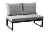 Lounge extension 2 seater Lisbon made of aluminum - aluminum color: anthracite, fabric color: light grey