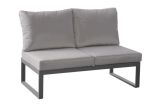 Lounge extension 2 seater Lisbon made of aluminum - aluminum color: grey aluminum, fabric color: dark grey