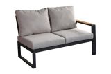 Lounge sofa 2-seater right Lisbon made of aluminum - aluminum color: anthracite, fabric color: light grey