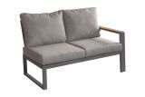 Lounge sofa 2-seater right Lisbon made of aluminum - aluminum color: grey aluminum, fabric color: dark grey