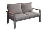 Lounge sofa 2-seater Lisbon made of aluminum - aluminum color: grey aluminum, fabric color: dark grey