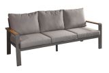 Lounge sofa 3-seater Lisbon made of aluminum - aluminum color: grey aluminum, fabric color: dark grey