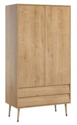 Hinged door cabinet / Wardrobe Peetu 02, Colour: Oak - Measurements: 191 x 100 x 55 cm (H x W x D)