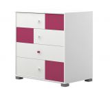 Child room - Dresser Lena 09, colour: White/pink - Dimensions: 89 x 84 x 56 cm (H x W x D)