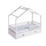 Children bed / House bed Pompano incl. slatted frame, Colour: White, solid wood - 90 x 200 cm (w x l)