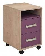Children's room - Roll container Koa 10, Colour: Oak / Purple - Measurements: 64 x 40 x 42 cm (H x W x D)