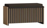 Bench with storage / chest Cikarang 08, Colour: Black / Oak, Upholstery: Black - Measurements: 48 x 99 x 40 cm (H x W x D).