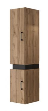 Bathroom - Tall cabinet Jalon 01, Colour: Wotan Oak / Black matt - 135 x 30 x 32 cm (H x W x D)
