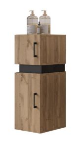 Bathroom - Tall cabinet Jalon 02, Colour: Wotan Oak / Black matt - 90 x 30 x 32 cm (H x W x D)