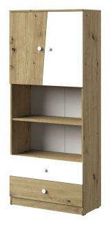 Cabinet Sirte 04, Colour: Oak / White matt - Measurements: 190 x 80 x 40 cm (H x W x D)