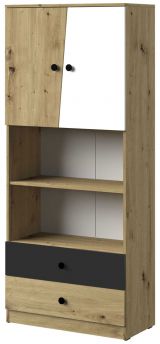 Cabinet Sirte 04, Colour: Oak / White / Black matt - Measurements: 190 x 80 x 40 cm (H x W x D)