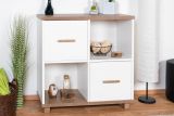 Children's room - Chest of drawers Hermann 10, Colour: White Bleached / Nut Colours, partial solid - 91 x 90 x 40 cm (h x w x d)