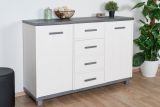 Children's room - Chest of drawers Hermann 06, Colour: White Bleached / Grey, partial solid wood - 91 x 140 x 40 cm (h x w x d)