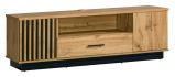 TV base cabinet Trevalli 7, Colour: Oak / Black - Measurements: 51 x 155 x 40 cm (H x W x D)