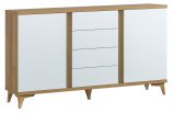 Chest of drawers Chromis 06, Colour: Oak / White gloss - Measurements: 88 x 150 x 40 cm (H x W x D)
