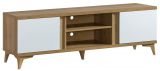 TV base cabinet Chromis 07, Colour: Oak / White gloss - Measurements: 50 x 150 x 40 cm (H x W x D)