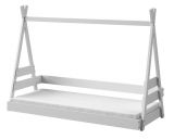 Children's bed / Tent bed Maska 01, solid wood, Colour: White - Lying surface: 80 x 190 cm (w x l)