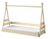 Children's bed / Tent bed Maska 01, solid wood, Colour: Nature - Lying surface: 80 x 190 cm (w x l)