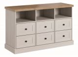 Dresser Lagern 05, Colour: White Pine / Brown Oak - 80 x 130 x 46 cm (h x w x d)