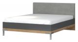 Double bed Vaitele 19, Colour: Anthracite high gloss / Walnut - Lying surface: 160 x 200 cm (w x l)