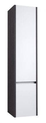 Bathroom - Tall cabinet Kolkata 88, Colour: White Glossy / Oak Black - 160 x 35 x 35 cm (h x w x d)