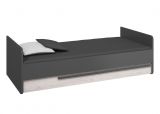 Single bed / guest bed with stash box Sidi 01, Farbe: grey / pine white - 90 x 200 cm (W x L)