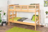 Bunk bed 90 x 200 cm for adults "Easy Premium Line" K17/n, solid beech wood, natural lacquered, convertible