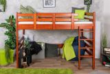 Loft bed 120 x 200 cm "Easy Premium Line" K23/n, solid beech wood cherry lacquered, convertible
