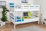 Bunk bed for adults "Easy Premium Line" K24/n, headboard and footboard straight, solid beech wood, White lacquered - Lying surface: 120 x 190 cm, convertible