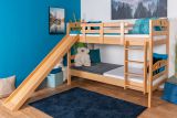 Bunk bed with slide 90 x 200 cm, solid beech wood natural lacquered, convertible into two single beds, "Easy Premium Line" K27/n