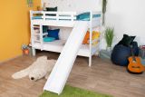 White bunk bed with slide 90 x 190 cm, solid beech wood white lacquered, divisible into two single beds, "Easy Premium Line" K28/n