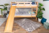 Large bunk bed with slide 160 x 200 cm, solid beech wood natural lacquered, divisible into two single beds, "Easy Premium Line" K32/n