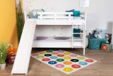 Large white bunk bed with slide 120 x 190 cm, solid beech wood White lacquered, convertible into two single beds, "Easy Premium Line" K32/n