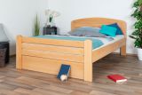 Single / guest bed ' Easy Premium Line ® ' K7 with 1 cover panel, 140 x 200 cm Beech solid wood natural 